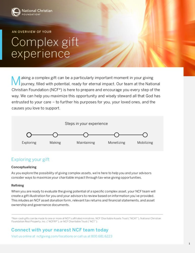An overview of your complex gift experience