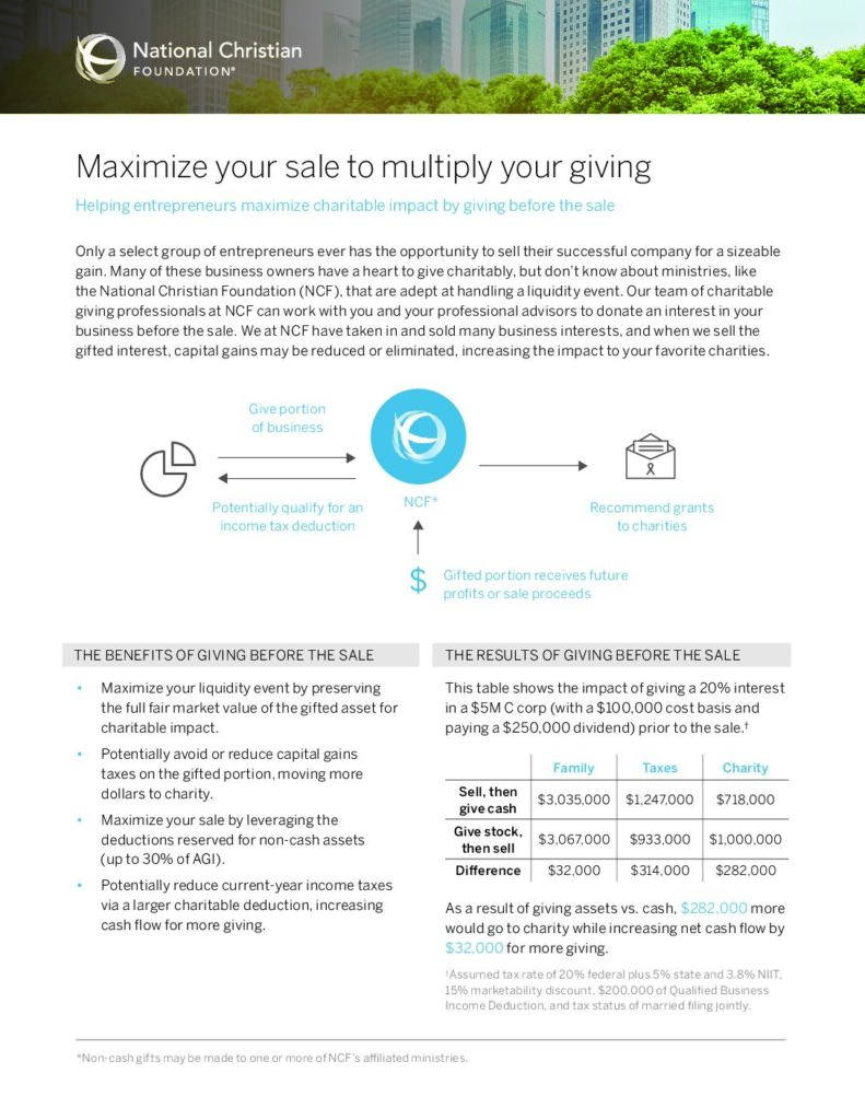 Maximize your business sale to multiply your giving